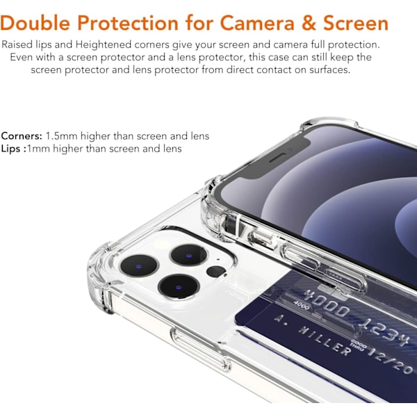 iPhone 13 Transparent iPhone Skal Korthållare Plånboksfodral