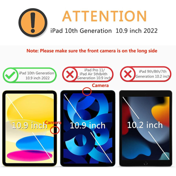 2-Pack Skärmskydd för iPad 10 (10,9 Tums, 2022 Modeller 10:e Generationen) Härdat Glas