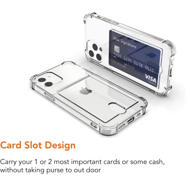 iPhone 12 Transparent iPhone Skal med Korthållare