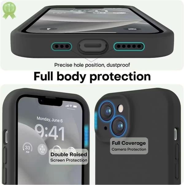 iPhone 14 Matt Svart Skal - Extra Kamera Skydd