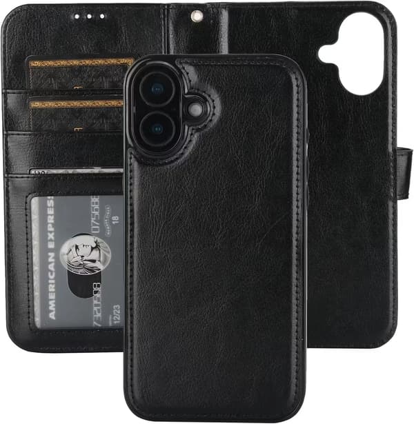 Magnetiskt Plånboksfodral iPhone 16 Plus – med Kortplatser & RFID-skydd