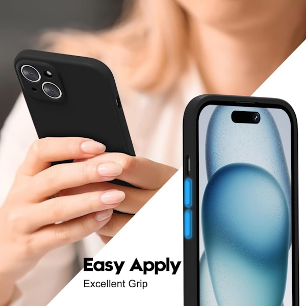 iPhone 15 Plus Matt Svart Skal - Extra Kamera Skydd iPhone 15 Plus