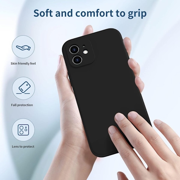 iPhone 12 Matt Svart Skal - Extra Kamera Skydd iPhone 12