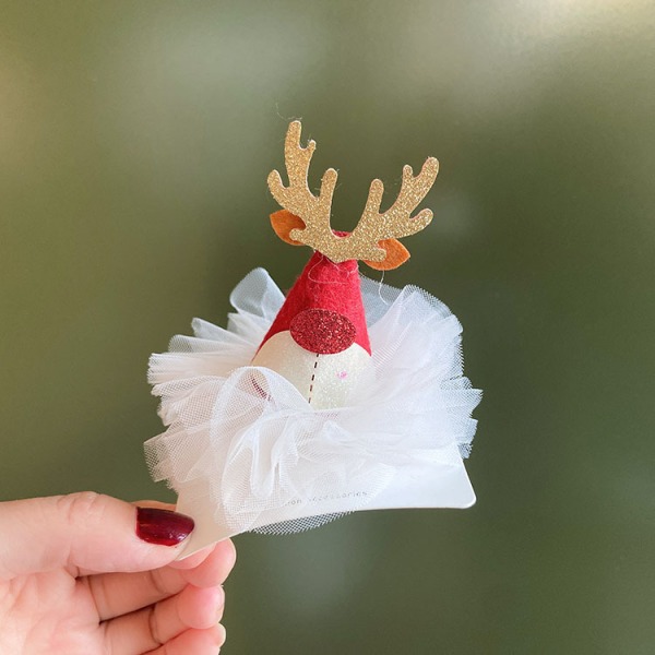 Otte forskellige stilarter af julebørn Gevir nederdelshat Hårnål Håndlavet nissehue Pige, hat ca. 5 cm, hat og nederdel ca. 7 cm