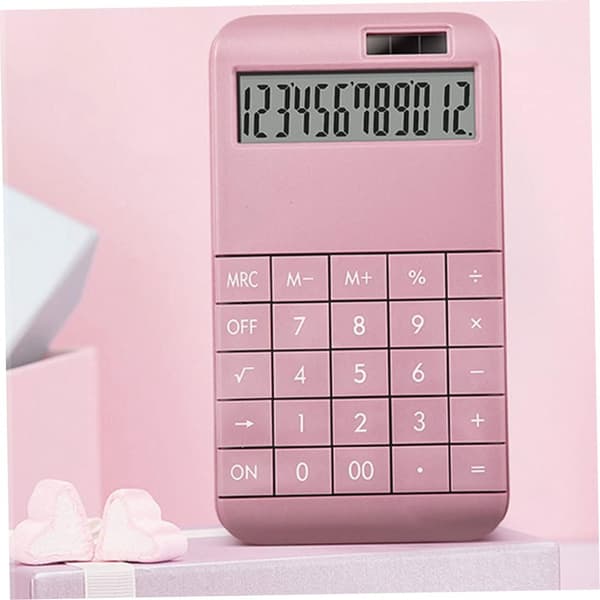 Kalkulator Skrivebordskalkulator med 12-bits LCD-skjerm Egnet for hjemmekontorbruk Rosa