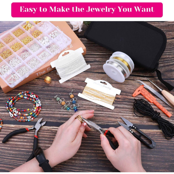Vuxen smycketillverkningssats, smycketrådar, smyckesfynd och hjälpande händer för smycketillverkning och -reparation