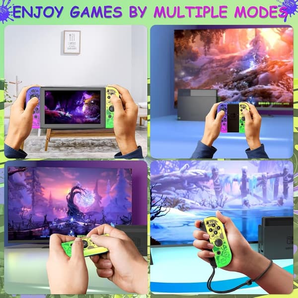 Lyseblå trådløs controller, kompatibel med Switch Style Pro Gamepad, Steam, PC, TV, Android, iOS med RGB og vibration