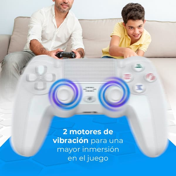Gul Trådløs Spillkontroller, Kompatibel med PS4 / PS3 / PC / Mobile Enheter, Dobbel Vibrasjon, 6-Akse Bevegelse, LED-Lys, Touchpad, Varmefunksjon