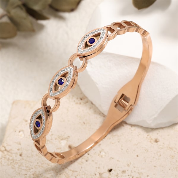 Mote Hollow Tre Øyne Rustfritt Stål Armbånd For Kvinner Menn Gull Sølv Par Cubic Zirconia Armbånd Fest Daglig Smykker 3
