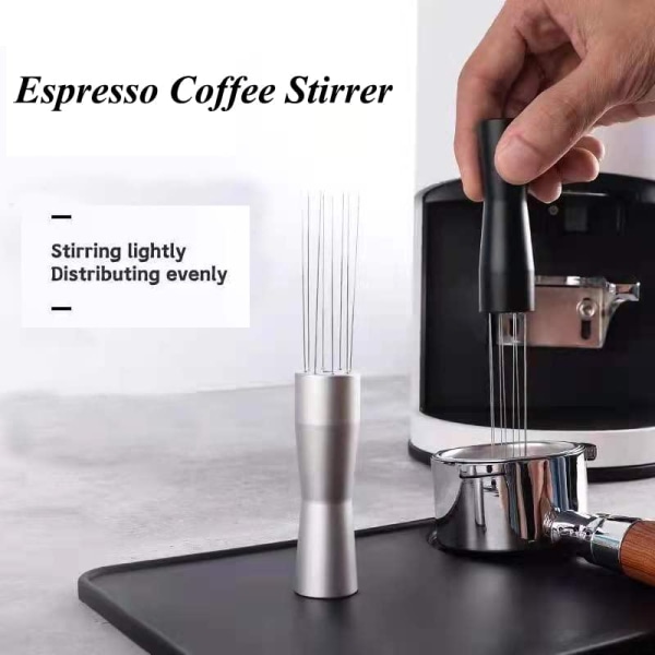 Espresso Tamper kaffeomrörare WDT-verktyg, nåltypsfördelare (silver)
