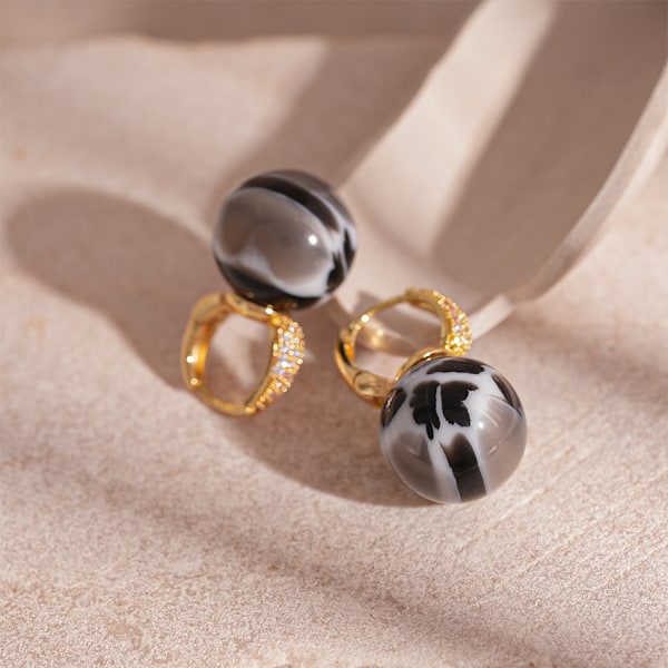 Elegante og enkle runde zirkon-kugleørering til kvinder, trendy søde krystal smykker, festgave