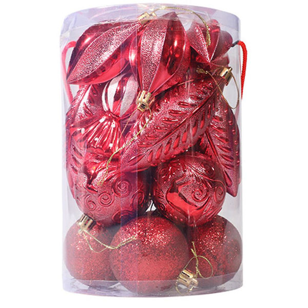 21st julgransprydnad Kulor-glitter Dekorerad Xmas Ball Julgransdekoration Hängningar (röd)