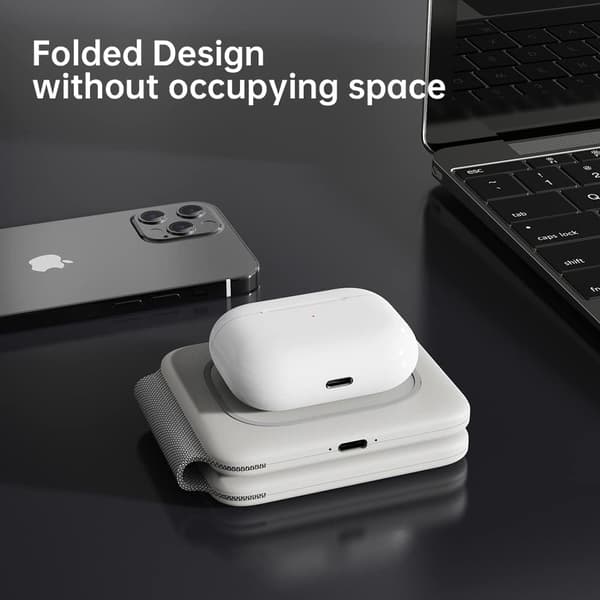 Trådløs oplader, foldbar oplader (hvid)