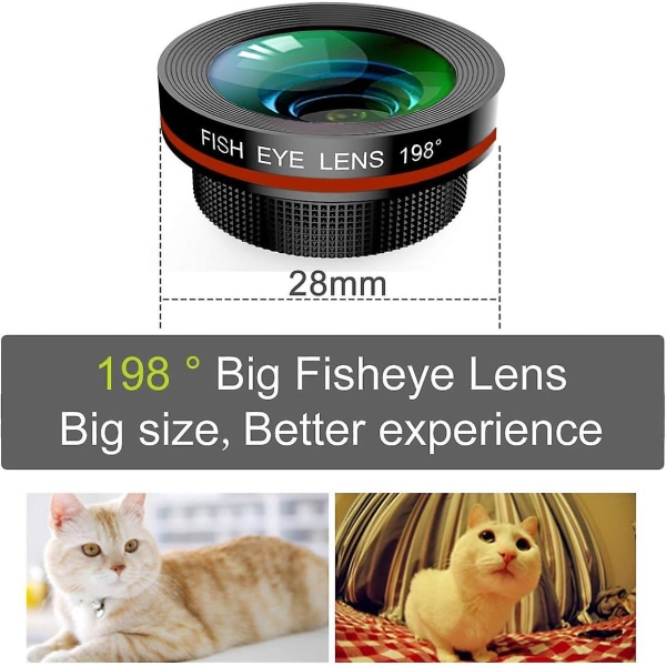 3 i 1 Universal 198 Fish Eye-objektiv + 0,63x vidvinkelobjektiv + 15x Macro Clip Camera Lens Kit för Ipad Iphone Samsung Android och de flesta smartphones (bla