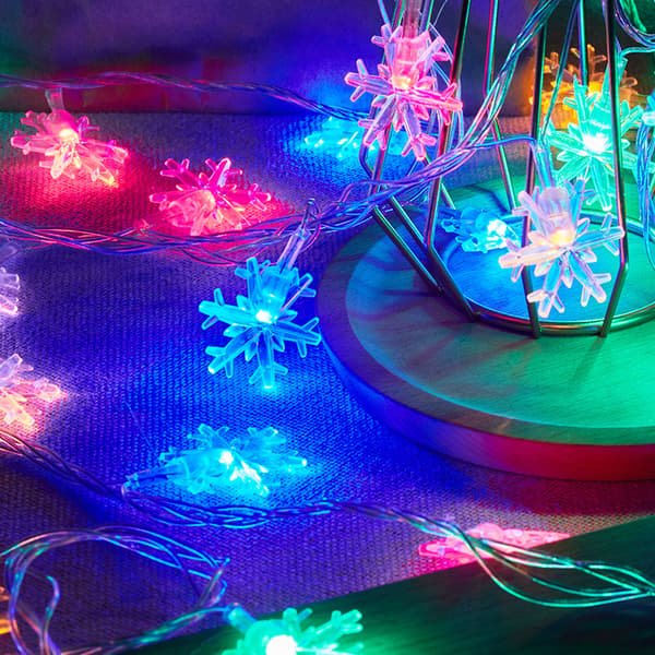 Solar Snowflake LED Farvede Lys, 12m 100 LED'er, Udendørs Have Festlig Belysning 12m
