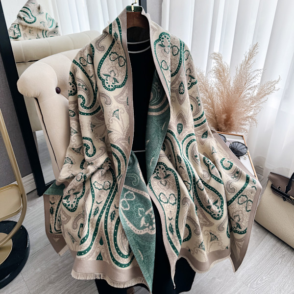 2024 Elegant Dam Pashmina Vinter Tjock Värme Dubbelsidig Fransar Sjal Kallsäker Vindtät Filt Sjal 11