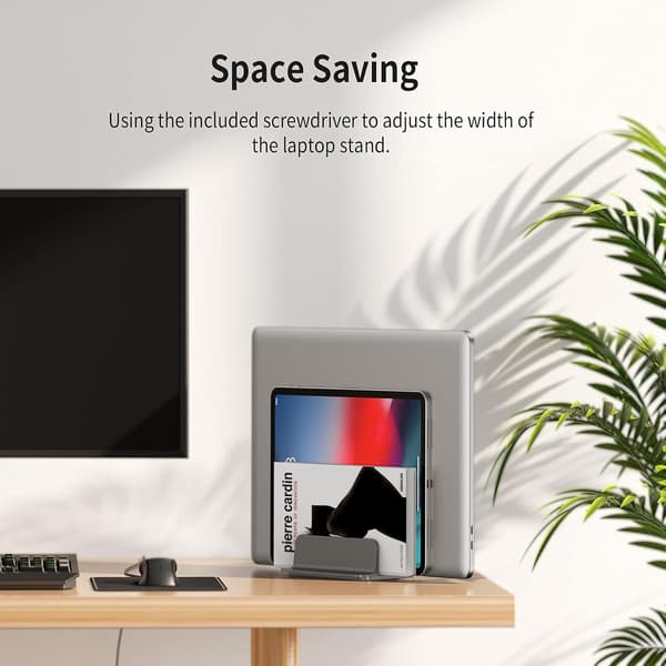 Laptopställ Kompatibelt Stort, Vertikalt Justerbart Skrivbordslaptopställ, Grått