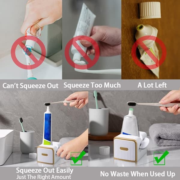 2-pack Tandkrämspress Väggmonterad Tandkrämsdispenser Badrum Rullrör (Vit) A