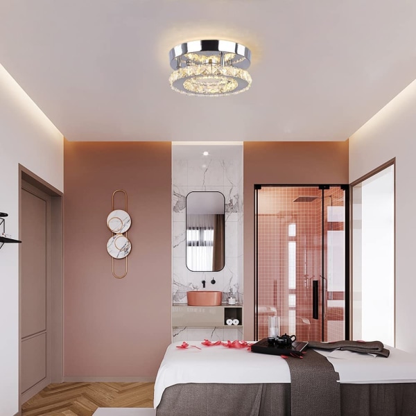 LED-takljus, 16W kristallkrona, modern takbelysning för sovrum, vardagsrum, kök, hall, 3 färger justerbar