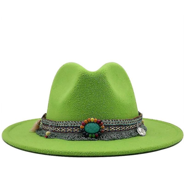Evago New Mænd Kvinder Bred Skygget Uld Filt Fedora Panama Hat Med Bæltespænde Jazz Trilby Kasket Fest Formel Top Hat I Pink,sort X Xl