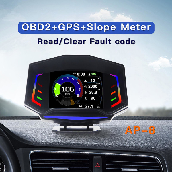 Car Head Up Display Hud Digital Gps Speedometer With Dual Mode Obd2/gps With Overspeed Alarm Trip Meter For Most Vehicle Black