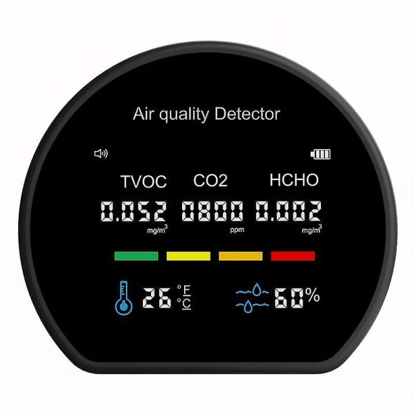 Luftkvalitet formaldehyd detektor hushålls nya hus inredning temperatur och luftfuktighet black