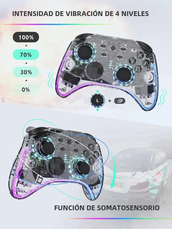 Sort Z01X Trådløs Spillkontroller Kompatibel med Switch, PC, Android og iOS, Gyro, Turbo