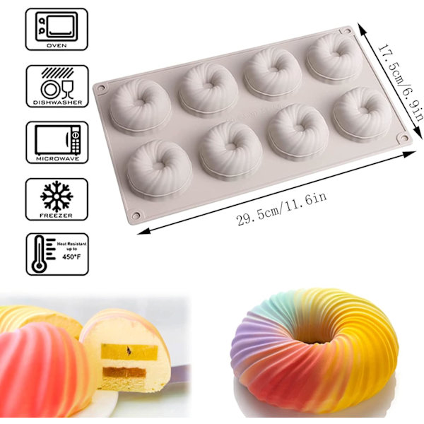 Virvel Silikonform, Virvelform Silikon Kakform Original Silikon Kakform Grå