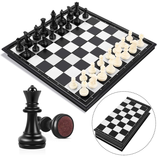 Set, magnetiskt schackbräde, schack Deluxe fällbart schack, minischack, bärbart resebräde och pjäser för barn och vuxna
