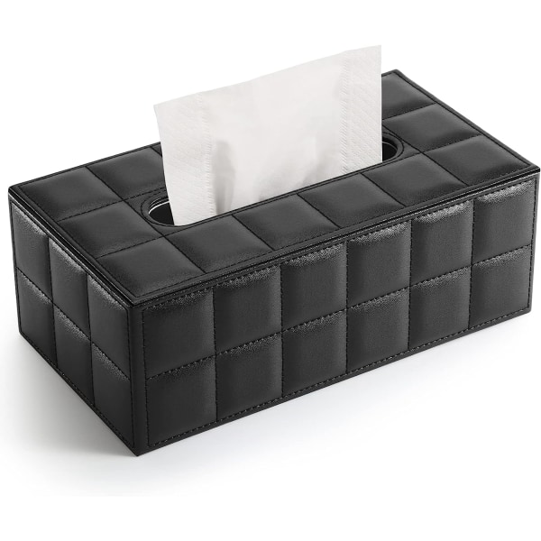 (Svart) Rektangulär läder Tissue Box Creative vardagsrum te servett papperslåda Hem pu rökpapper Pappersservetter ingår ej