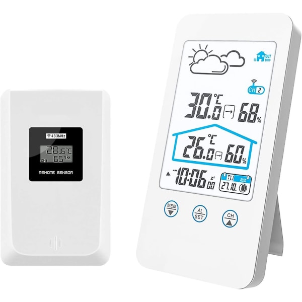 Trådlös väderstation, Trådlös digital inomhustermometer Luftfuktighetsbarometer Väderstat