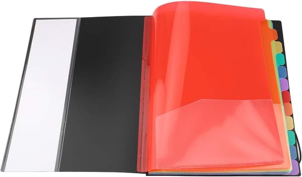 Mappe Ekspanderbar Filbehandler A4 Dokumentmappe med 12 Rom Stor Kapasitet Trekkspill Ekspansjonsmappe / Ekspanderbar Trekkspillmappe