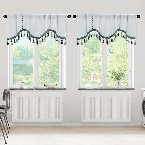 Halvgardin Tryckt Kök Kort Voile Skir Panel Draperi Gardin (Beige)