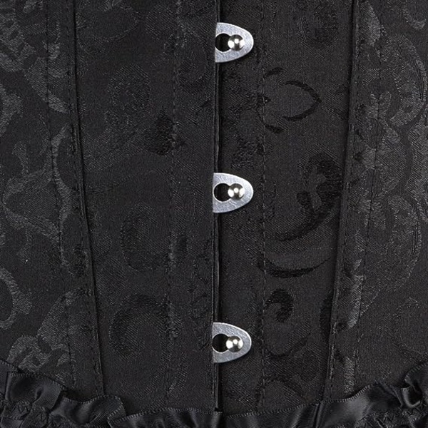 Damskorsett med snörning i ryggen Sexig blommig korsett för damunderkläder korsetttopp (svart, One Piece, L)