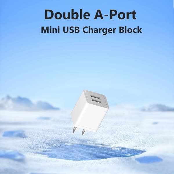USB Oplader Blok 2-pak, 5V 2.1A Dobbelt USB-A Porte, Kompatibel med iPhone, Android Telefoner, Smarture