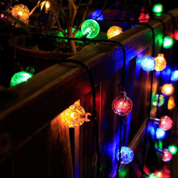 Solar Bubble Ball LED Farvede Lyskæder, 12m 100 LED'er, Udendørs Have- & Julebelysning 12m