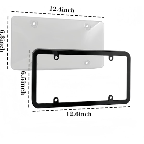 2 stk. Nummerplatebeskyttere, UV-beskyttede Nummerplatedeksler med Skruehetter, Biltilbehør Dekselsett Egnet for Amerikanske Standardbiler