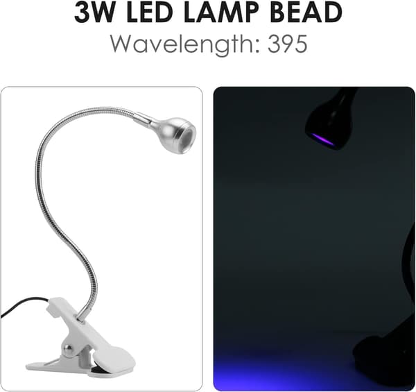 UV Sølv UV Behandling USB Lilla Lampe Perleholder Plug and Play 3W USB LED Lampe B
