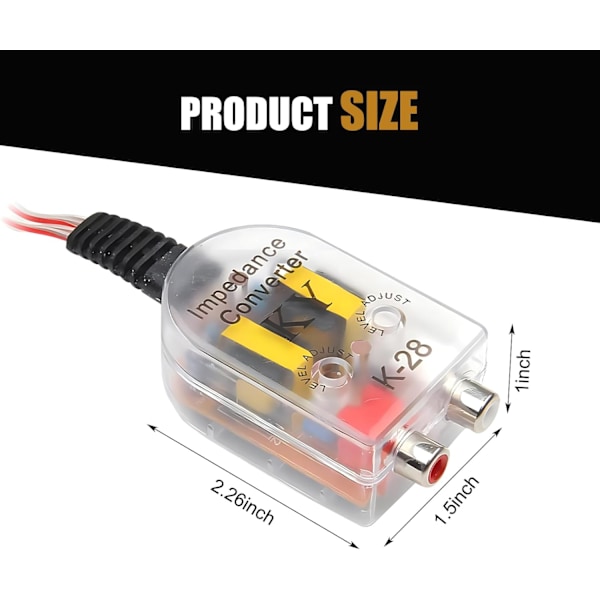 2 stk Bil Audio Utgangsadapter, 2.26\" x 1.5\" x 1\" Høy Motstand til Lav Motstand Plugg (Flerfarget)