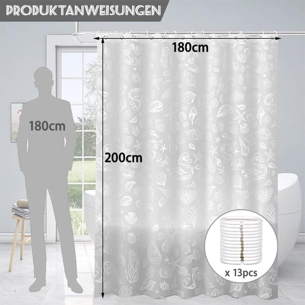 Duschdraperi, Tryckt duschdraperi, Transparent duschdraperi, Original duschdraperi, Badkarsduschdraperi (snäcka, 180 * 200cm)