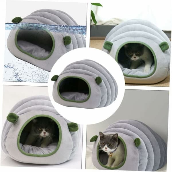 Grått kattsängset med plyschsäng och hamsterbur, lämplig för igelkottar