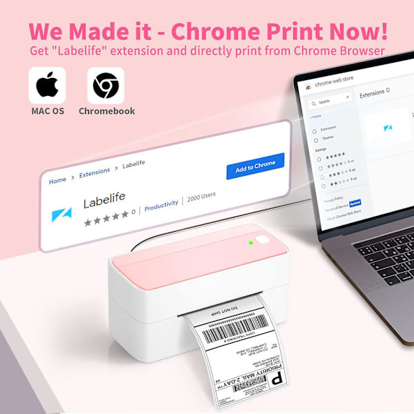 Bluetooth 118mm Forsendelses Termisk Etiket Maker Sticker Printer Bærbar Adresse Porto Etiket Printer Maskine Bredt Anvendt