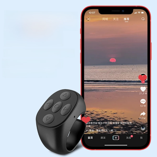 Trådløs Bluetooth Selfie-fjernkontroll for Android-telefoner Hvit Pink