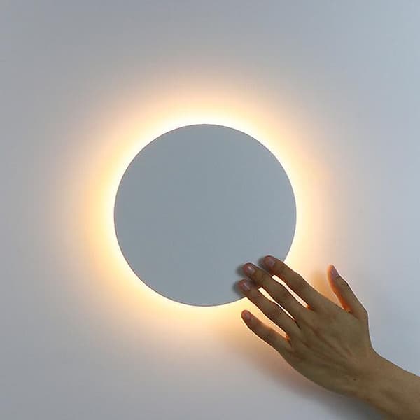 Rund LED-vägglampa modern touch-switch vardagsrum sovrum dekoration vit vägglampa
