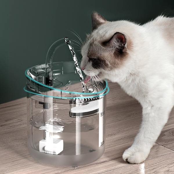 Automatisk Vandfontæne til Kat 1,8L Vandfontæner til Katte Hvalpe Kæledyr med 2 Smarte Vandtilstande 1 Kulfilter 1 Pumpe Stille USB Kattefontæne