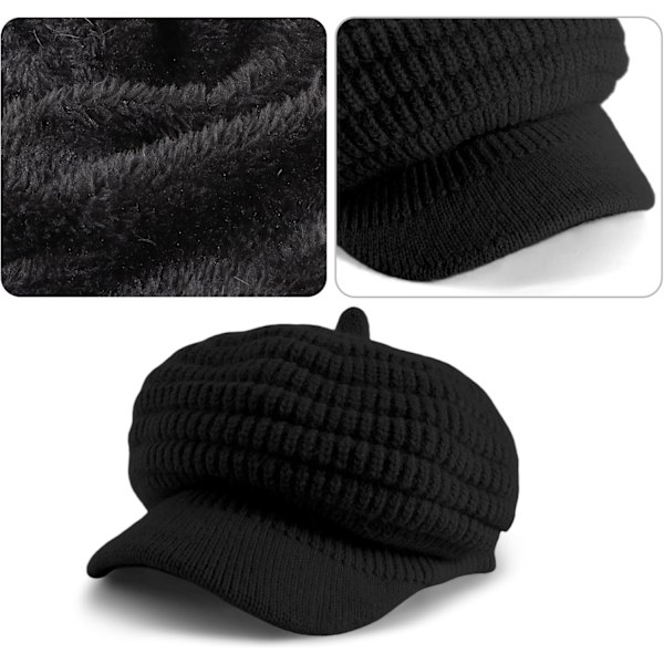 Damer Vinterhatte - Varmt Strikket Visirhat Damer Fleeceforet Varmt Fleece Spids Beret 2