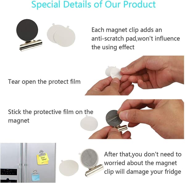 24-pack magnetiska clips, kylskåpsmagneter, kraftiga kylskåpsmagneter, whiteboard magnetiska clips, längd 4 cm
