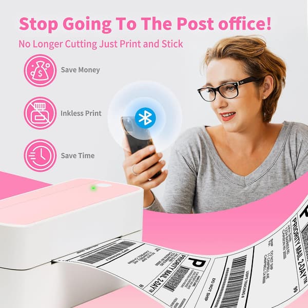 Bluetooth 118mm Forsendelse Termisk Label Maker Sticker Printer Bærbar Adresse Porto Label Printer Maskine Udbredt