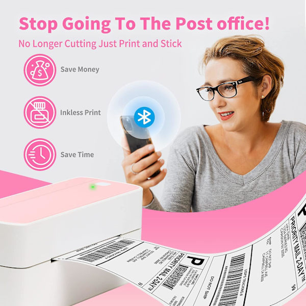Bluetooth 118mm Forsendelses Termisk Etiket Maker Sticker Printer Bærbar Adresse Porto Etiket Printer Maskine Bredt Anvendt