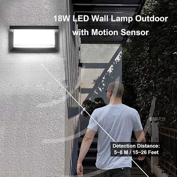 Led Væglampe Udendørs Lampe Med Bevægelsessensor Armatur Ip65 Vandtæt